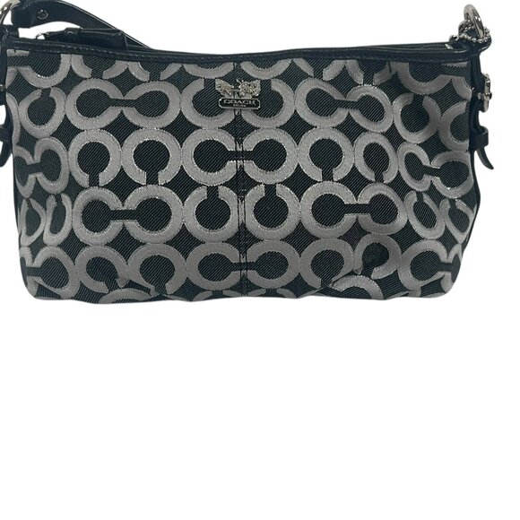 Coach Canvas Black and Silver Signature C Handbag - Picture 1 of 11